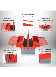 KHADIJA KHADIJA Metal 3 Compartment Tool Box Red Grey  - Image 3
