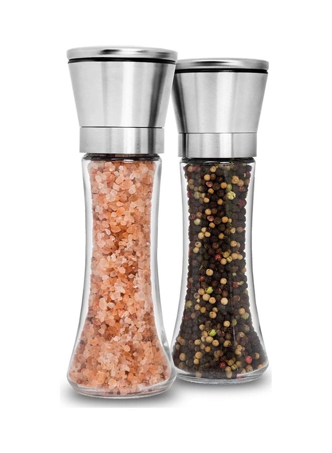 Pack Of 2 Salt And Pepper Grinder Set Clear/Silver - Image 1