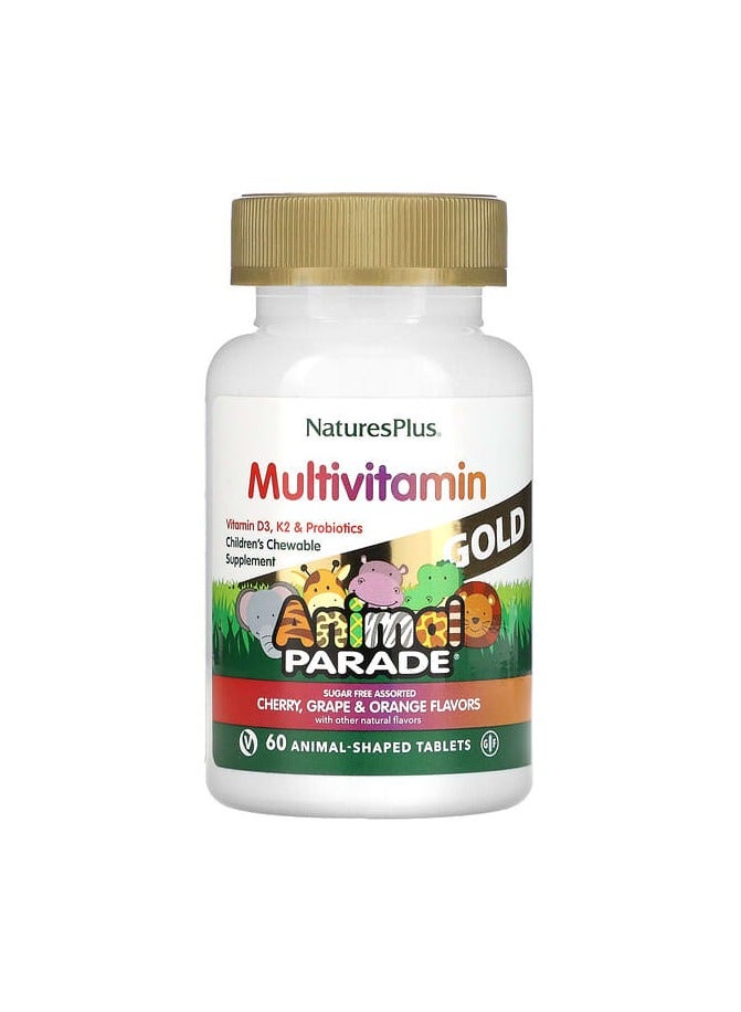 Animal Parade Gold, Children's Chewable Supplement, Cherry, Grape & Orange, 60 Animal-Shaped Tablets