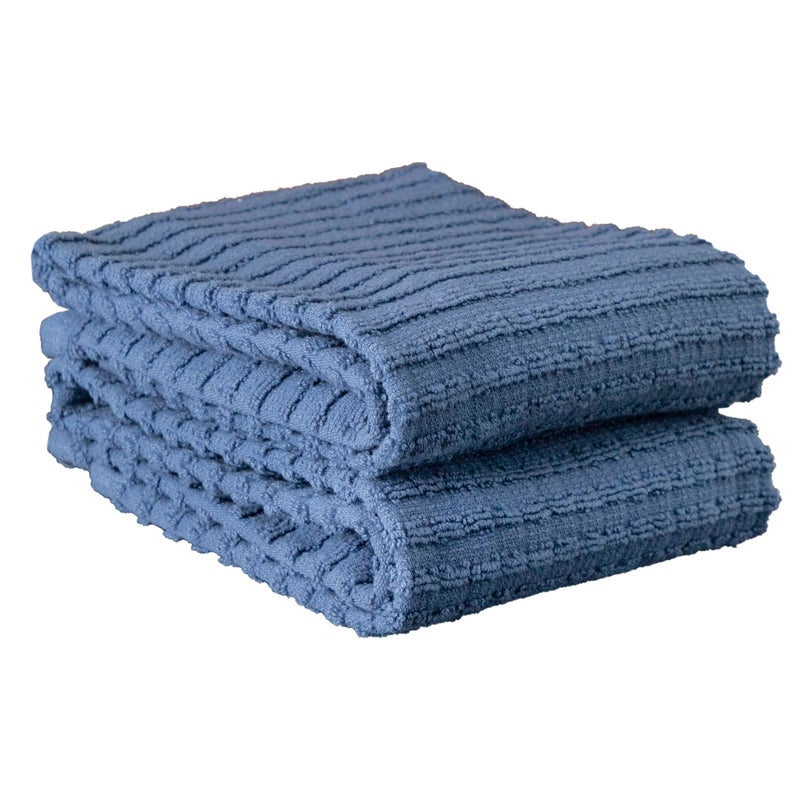 Ritz Royale Collection 100 Combed Terry Cotton Highly Absorbent Oversized Kitchen Towel Set 28 x 18 2Pack Solid Federal Blue