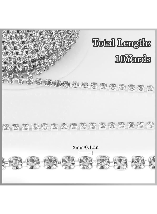 Liwidon yin se1 Roll Rhinestone Chain, Crystal Rhinestones Close Chain Roll, Crystal Claw Cup Chain Sew on Crystal Rhinstone Chain Trim - Image 4