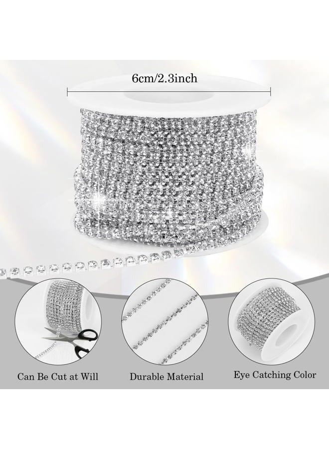 Liwidon yin se1 Roll Rhinestone Chain, Crystal Rhinestones Close Chain Roll, Crystal Claw Cup Chain Sew on Crystal Rhinstone Chain Trim - Image 3