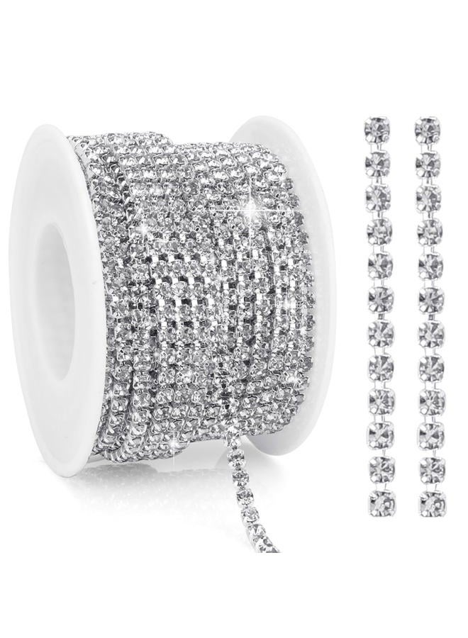 Liwidon yin se1 Roll Rhinestone Chain, Crystal Rhinestones Close Chain Roll, Crystal Claw Cup Chain Sew on Crystal Rhinstone Chain Trim - Image 1
