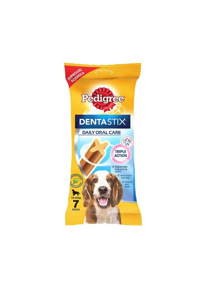 Pedigree Pedigree Dentastix Oral Care Dog Treat for Adult Medium Breed (10-25Kg), (7 Sticks) 180 g Weekly Pack  - Image 1