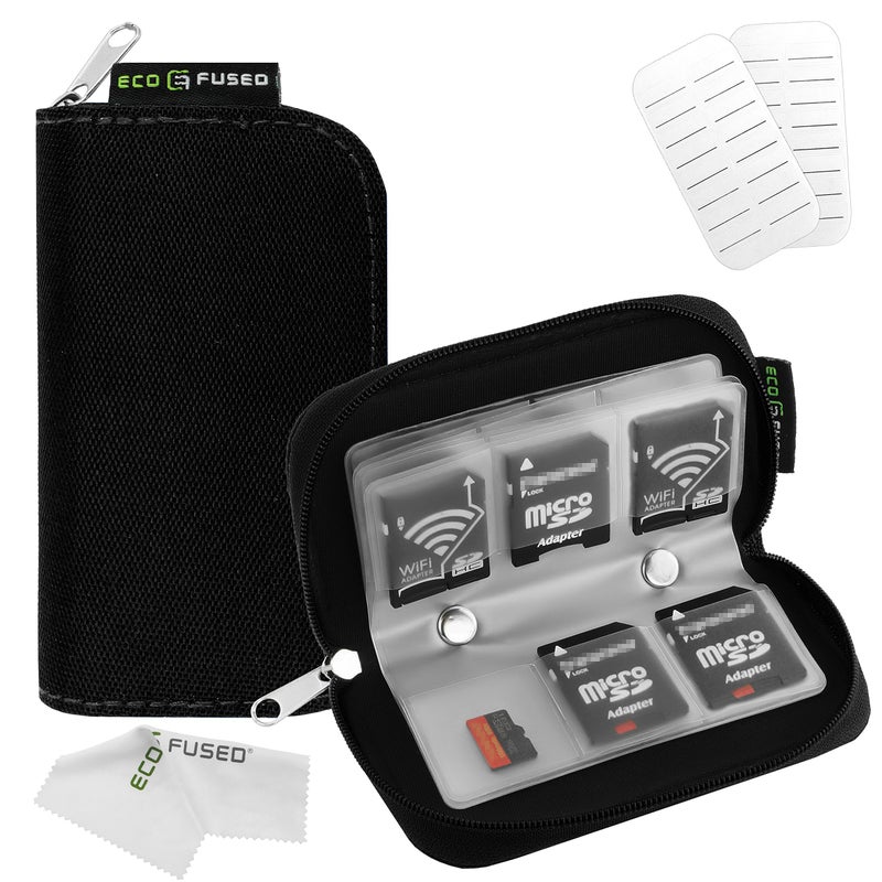 ECO-FUSED EcoFused Memory Card Case Fits up to 22x SD SDHC Micro SD Mini SD and 4X CF Holder with 22 Slots - Image 2