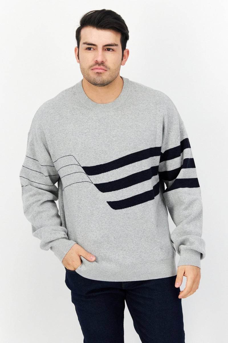 PERRY ELLIS Men Crew Neckline Long Sleeves Sweatshirt, Grey - Image 1
