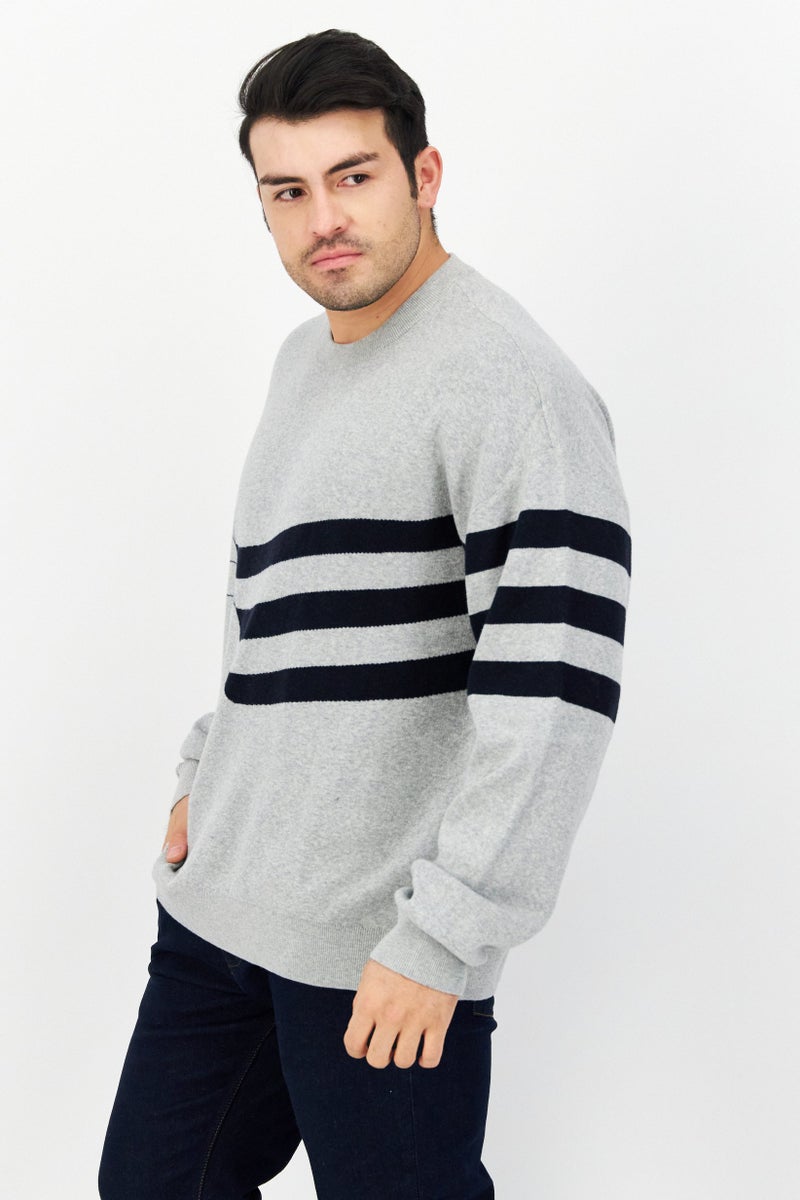 PERRY ELLIS Men Crew Neckline Long Sleeves Sweatshirt, Grey - Image 3