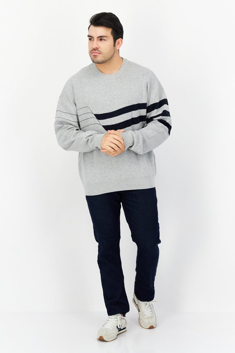 PERRY ELLIS Men Crew Neckline Long Sleeves Sweatshirt, Grey - Image 4