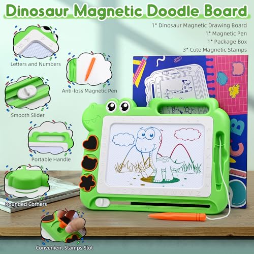 AiTuiTui Magnetic Drawing Board Toddler Toys Gift for Girls Boys, Color Sketch Writing Scribble Doodle Pad Travel Games, Educational Learning Kids Toys for Toddlers Birthday (Green) - Image 4
