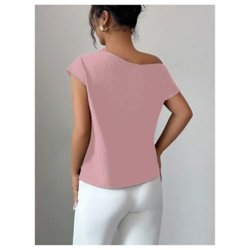 OYOANGLE Women's 3D Floral Off The Shoulder Cap Sleeve Blouse Casual Elegant Cocktail Dressy Tops Shirt - Image 3