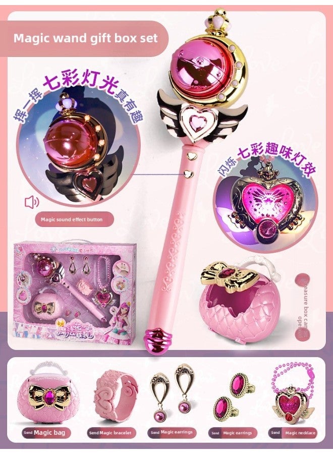 Free Mail A Generation Of Toys Flower Fairy Magic Wand Suit Luminous Magic Fairy Treasure Chest Handbag Fairy Wand-Color:Red Magic Wand Necklace 8-piece Set (83327)  - Image 1