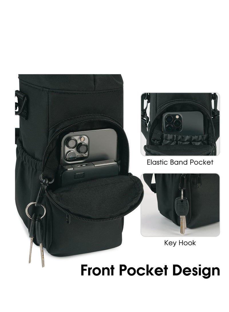 Y&D Water Bottle Holder Bag, 40oz Insulated Carrier Sling Bag with Adjustable Shoulder Strap & Phone Zipper Pocket Side Pockets, Sleeve - Image 3