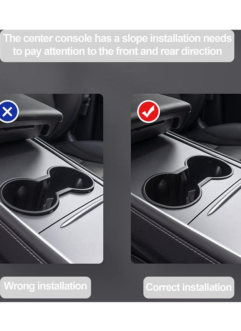 Generic - Console cup holder insert for Tesla Model Y Model 3 2021/2022/2023, silicone car cup holder insert for Tesla accessories, only for Tesla Model Y / 3 new console [black] - Image 1
