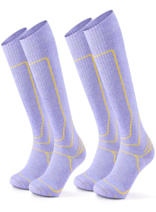 زيكاك جوارب تزلج من صوف ميرينو من زيكاك، زوجان للنساء، جوارب حرارية طويلة تصل إلى الركبة مناسبة للطقس البارد، مثالية للتزلج، والتزلج على الجليد، والمشي لمسافات طويلة، والتخييم. - Image 1