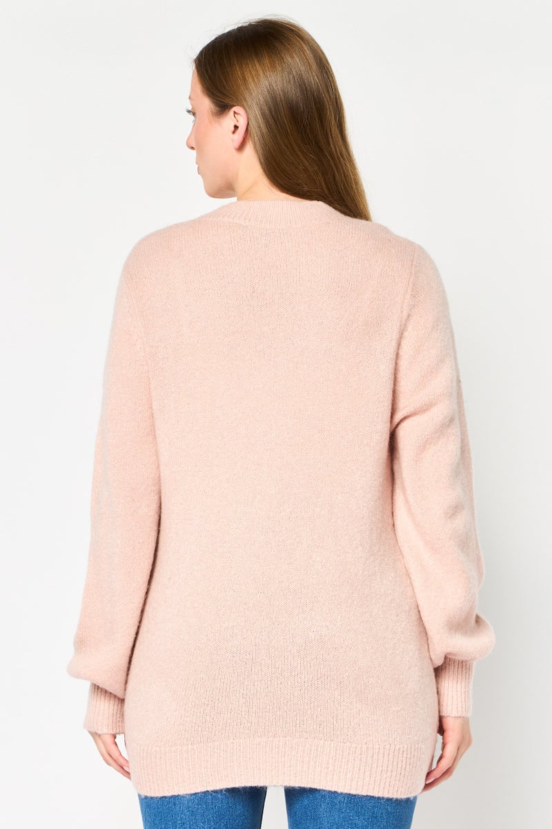 DOROTHY PERKINS Women Round Neck Knitted Sweater, Light Pink - Image 4