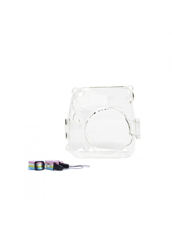 For Fuji/Camera Protective Case Transparent Crystal Case Crossbody Cute Strap-Colour:Mini8/8+/9 Single Shell + Rainbow Rope  - Image 1