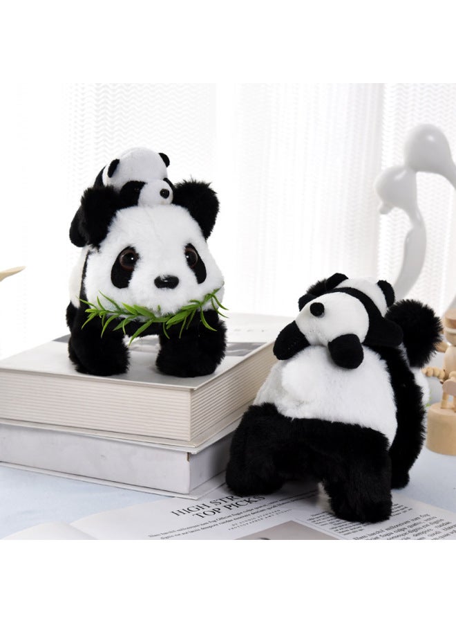 Electric Music Panda Toy Simulation Plush National Treasure Panda Walking Waggle Tail Electronic Pet Doll Children's Toy-Color:Mother And Child Panda