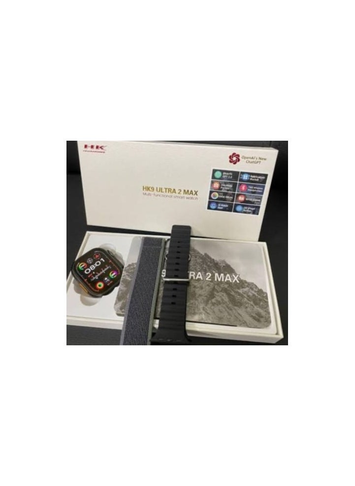 Generic - HK9 Ultra2 Max watch is a smart screen without edges and great features, characterized bySupports Always-on Display 2 bracelets (silicone and cloth). GBT chat. Connect the watch directly to the  Download audio clips directly to the watch. Set personal - Image 1
