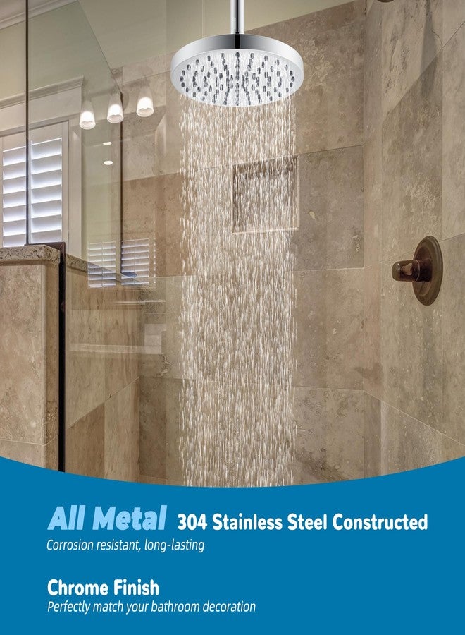 Hibbent All Metal Ceiling Mounted Shower Arm, Shower Head Extension with Flange, Stainless Steel Straight Shower Arm For High Pressure Rain Shower Head, Shower Head Extender Chrome, 4 Inch - Image 4