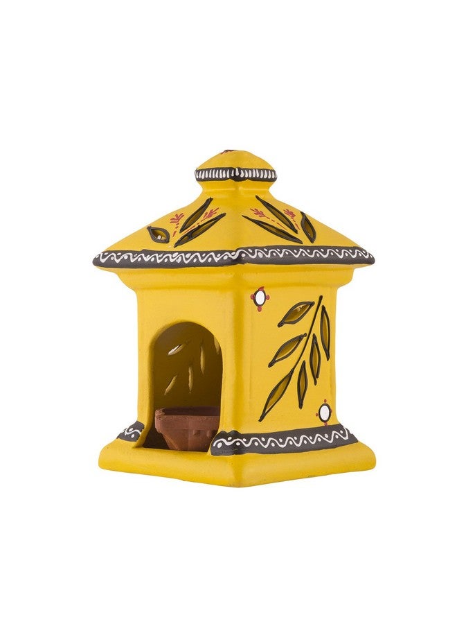 Shabana Art Potteries Handmade & Handpainted Terracotta hut lamp (Yellow) - Image 2
