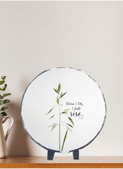 Service Zone Protective Printed White Round Shape Marble Photo Frame for Table Top With Portable Stand When I Fall I Shall Rise.. 