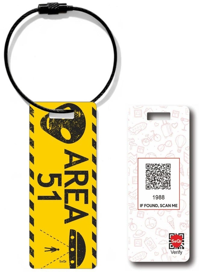 SeQR Smart Lost & Found Luggage Tag - Metal QR Travel ID Tag with Wire Cable for Suitcase, Backpack, Stroller, Golf Bag - Scan & Find Digital Souvenir Tag - Smart Travel Accessory/USA Souvenir - Image 1