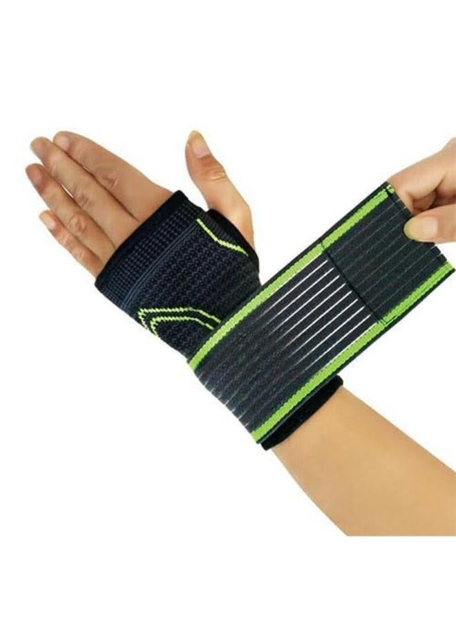 سيبوت دعامة ضغط المعصم مع حزام أسود وأخضر قابل للتعديل - Image 1