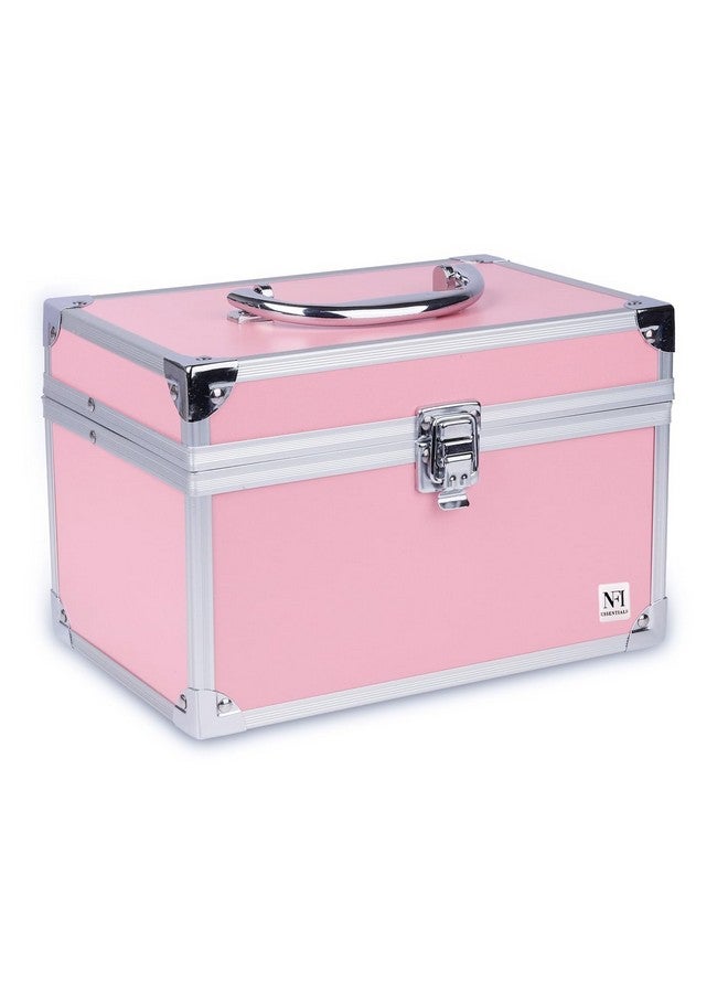 NFI essentials حقيبة مكياج أساسية NFI صندوق تجميل صندوق عروس صندوق مكياج صندوق تروسو حقيبة تجميل فاخرة منظم لصندوق مكياج الزفاف (Y156 وردي) - Image 1