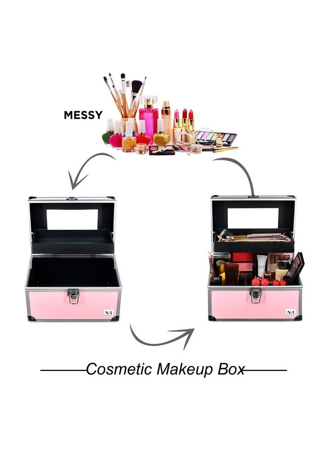 NFI essentials حقيبة مكياج أساسية NFI صندوق تجميل صندوق عروس صندوق مكياج صندوق تروسو حقيبة تجميل فاخرة منظم لصندوق مكياج الزفاف (Y156 وردي) - Image 5