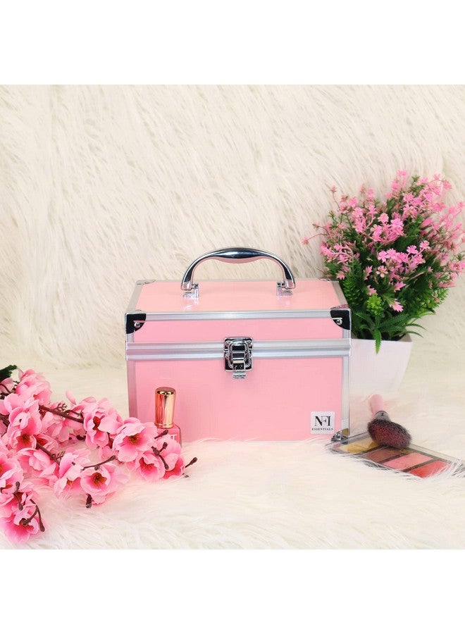 NFI essentials حقيبة مكياج أساسية NFI صندوق تجميل صندوق عروس صندوق مكياج صندوق تروسو حقيبة تجميل فاخرة منظم لصندوق مكياج الزفاف (Y156 وردي) - Image 2
