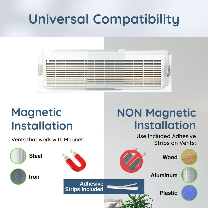 Home Intuition Air Vent Deflector - Non Melting, Adjustable Magnetic Heat and AC Deflector 8.5" to 15" for Vents, Sidewall, and Ceiling Registers, 4 Pack - Image 4