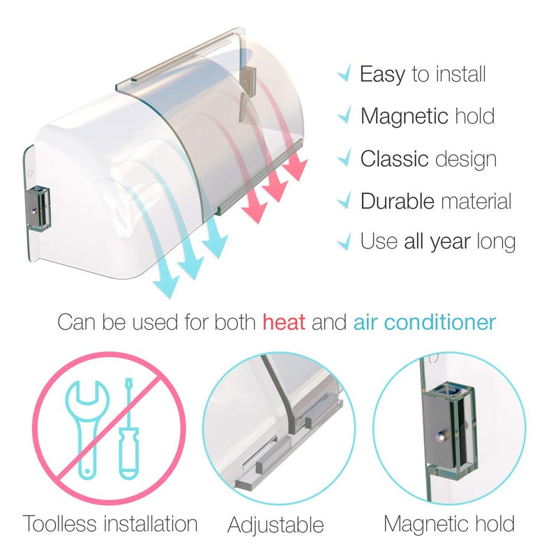 Home Intuition Air Vent Deflector - Non Melting, Adjustable Magnetic Heat and AC Deflector 8.5" to 15" for Vents, Sidewall, and Ceiling Registers, 4 Pack - Image 5