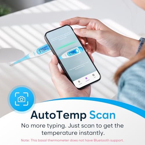 Easy Home Easy@Home Digital Basal Thermometer with Blue Backlight LCD Display, 1/100th Degree High Precision and Memory Recall, NOT Bluetooth Enabled – Supports Premom App Scan, Blue - Image 2