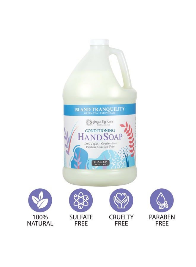 ginger lily farms Botanicals All-Purpose Liquid Hand Soap Refill, Island Tranquility, 100% Vegan & Cruelty-Free, Green Tea Lemongrass Scent, 1 Gallon (128 fl oz) - Image 4