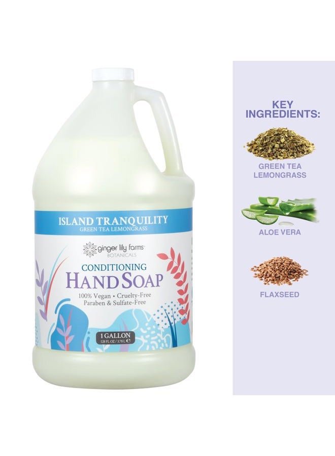 ginger lily farms Botanicals All-Purpose Liquid Hand Soap Refill, Island Tranquility, 100% Vegan & Cruelty-Free, Green Tea Lemongrass Scent, 1 Gallon (128 fl oz) - Image 5