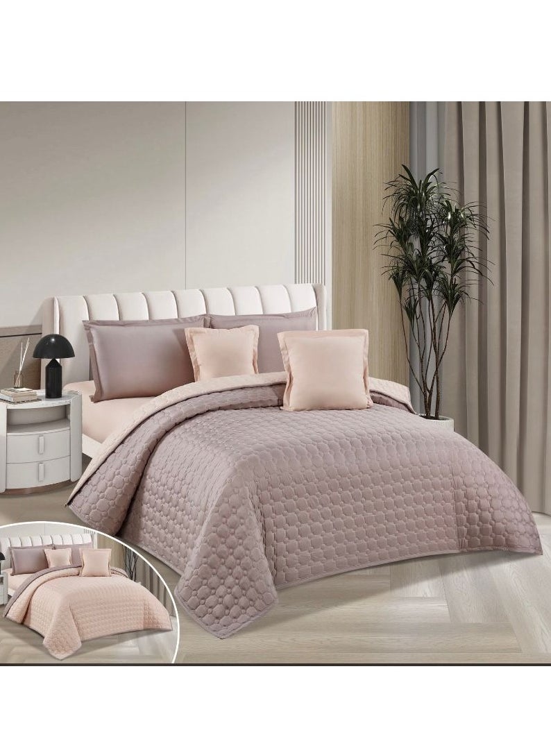 سمارت هوم - مفرش سرير نفرين صيفي مضغوط سادة يتكون من 6 قطع مقاس 230*250سم - Image 1