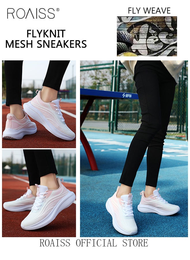 roaiss Ultra Lightweight Running Shoes for Women Shock Absorbing Soft Sole Sneakers for Jogging and Casual Wear Girls Gradient Color Mesh Breathable Anti Slip Tennis Sports Shoes  - Image 5