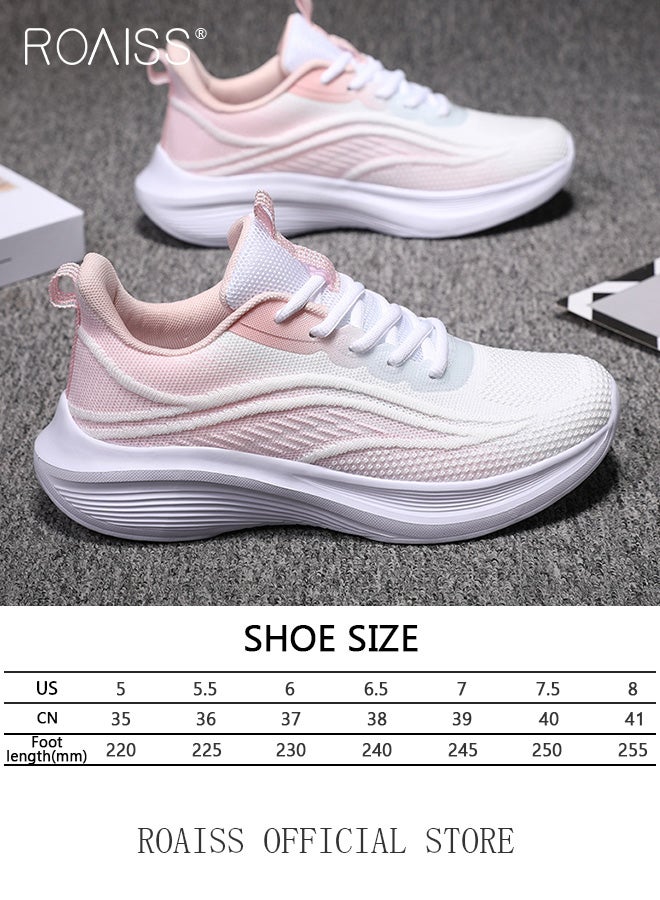 Ultra Lightweight Running Shoes for Women Shock Absorbing Soft Sole Sneakers for Jogging and Casual Wear Girls Gradient Color Mesh Breathable Anti Slip Tennis Sports Shoes