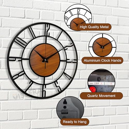 vissera Designer Metal Wall Clock for Living Room | Latest Antique Stylish Fancy Decorative Big Size Wall Watch for Bedroom, Office, Kitchen, Dining, Hall and Décor - Image 4