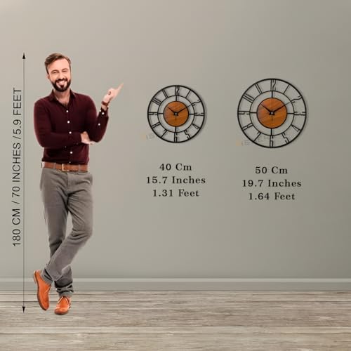 vissera Designer Metal Wall Clock for Living Room | Latest Antique Stylish Fancy Decorative Big Size Wall Watch for Bedroom, Office, Kitchen, Dining, Hall and Décor - Image 3
