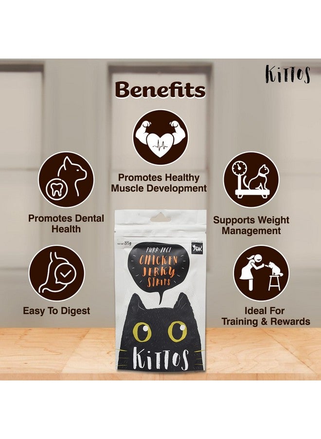 Trixie Adjustable Elastic Cat Collar With Bell (Color May Vary) - 1 Pc And Kittos Protein Rich Chicken Jerky Strips Tasty Treats For All Cat Breeds - 3 Pcs - Image 2