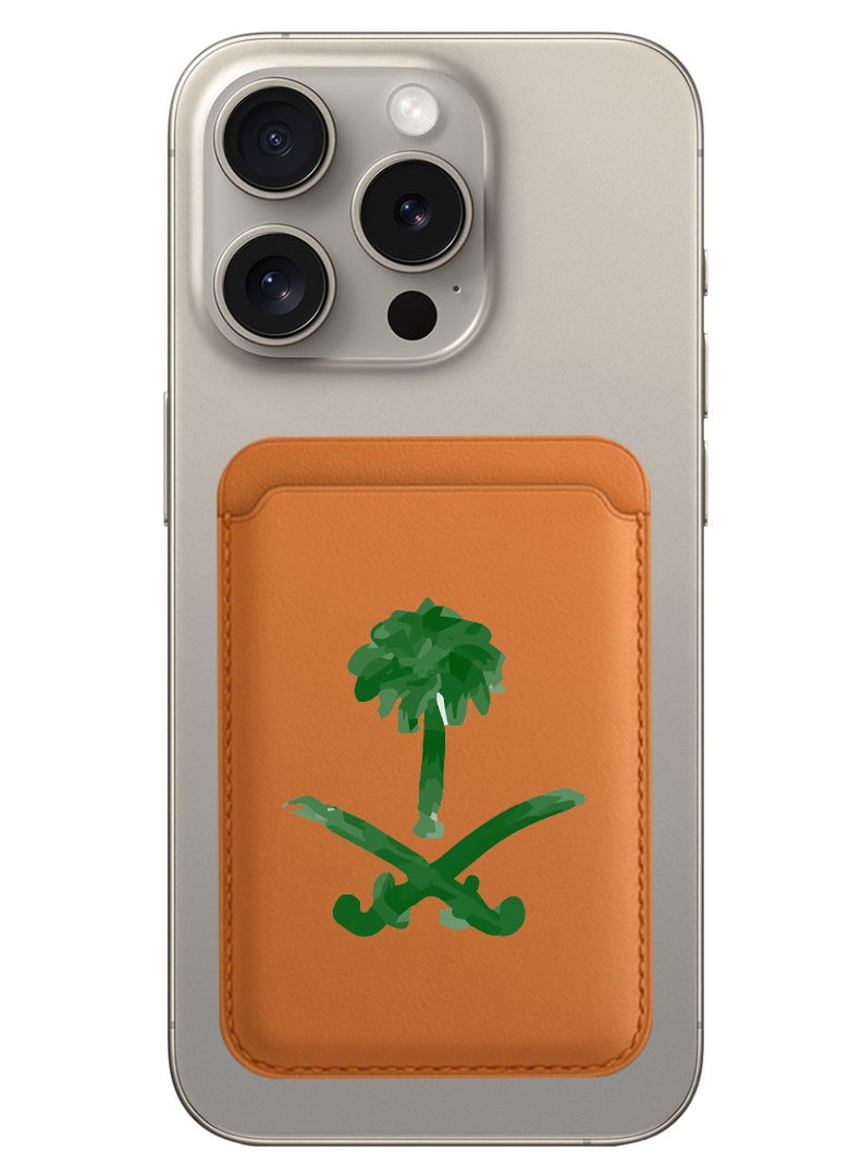 Theodor Magnetic Wallet, Compatible with MagSafe Wallet, for iPhone Wallet, for iPhone 16/15/14/13/12 Series, Not for iPhone 13/12 mini, 3 Card Holder, Vegan Leather, Brown - KSA symbol - Image 1