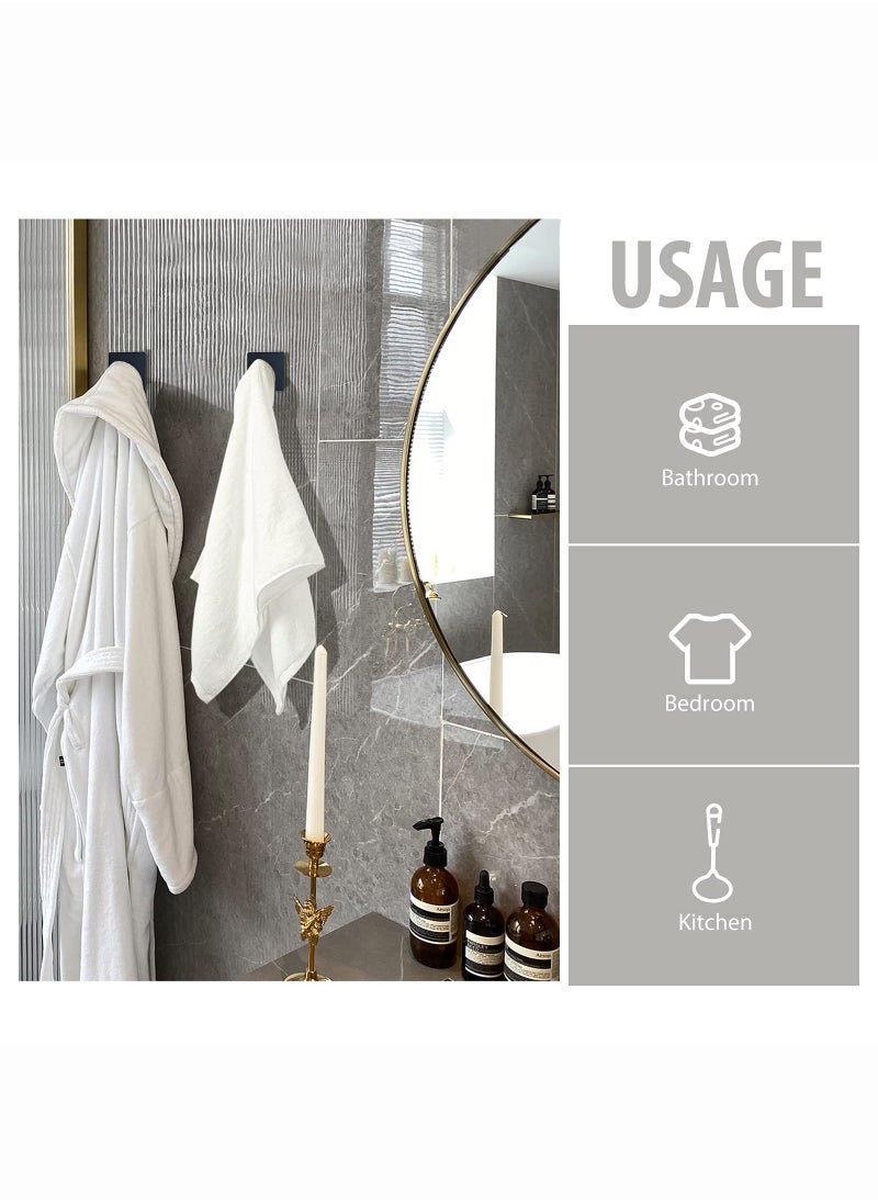Monda Adhesive Hooks, Black Adhesive Towel Hooks Waterproof Self Adhesive Shower Wall Hooks Stainless Steel Stick on Hooks Heavy Duty Sticky Hooks for Bathroom Kitchen Living Room Camper 4Pcs  - Image 5