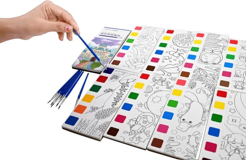 KALRA MAGIC دفتر رسم مائي سحري للأطفال من كالرا 12 صفحة فريدة مع ألوان مائية وفرشاة مواضيع متعددة (عبوة 1) (متعدد الألوان (مائد)) - Image 3