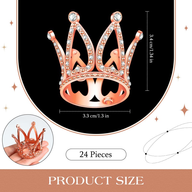 Yulejo 24 Pcs Crown Cake Topper Mini Baby Crown Tiny Queen Crown Small Princess Headpiece Cake Decoration for Women Lady Girl Bridal Wedding Royal Themed Baby Shower Decor Birthday Party (Rose Gold) - Image 2