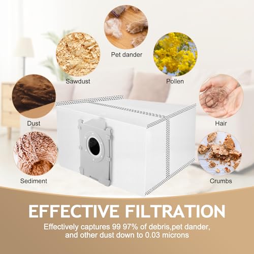 Rinakou 12 Pack Dust Bags Compatible With ECOVACS DEEBOT T50 Series,T50 PRO/T50 MAX/X8 PRO OMni X9 PRO Omni T80 Omni,Vacuum Cleaner, Vacuum Replacement Bags, Large Capacity Dirt Disposable Vacuum Bags. - Image 2