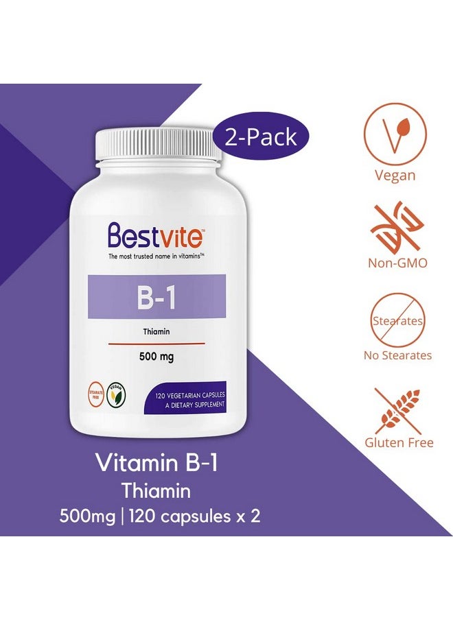 Vitamin B1 (Thiamin) 500Mg (240 Vegetarian Capsules) (2 X120) No Stearates Vegan No Calcium Carbonate Non Gmo Gluten Free No Silicon Dioxide - pzsku/Z5BB9E50283738CB709C9Z/45/_/1695145281/0d8fd1c2-384a-4909-8b41-318aec2e3b2d