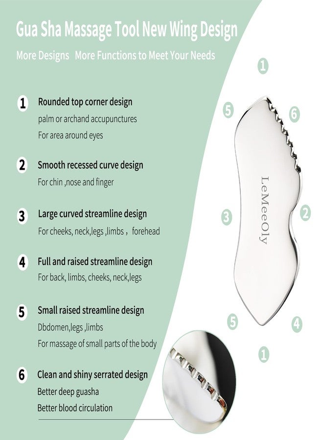 LeMeeOly 2Pcs Gua Sha Facial Tools Stainless Steel, Detailer GuaSha Set for Face Neck, Natural Skin Care Metal Gua Sha Lymphatic Drainage Face Massage Tool, Gift for Women (Detail Guasha Set) - Image 4