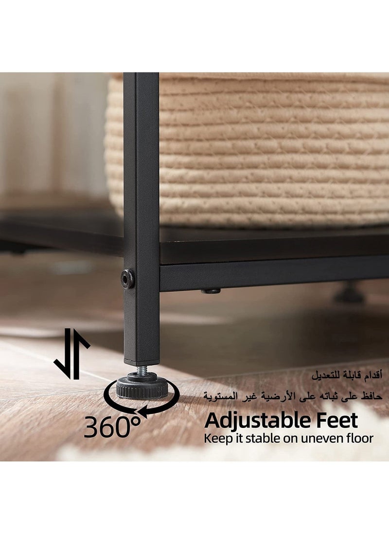AnneFish - Side Table Double Layer Small End Table Nightstand Sofa Service Table for Home Living Room and Bedroom Rustic Black - Image 1