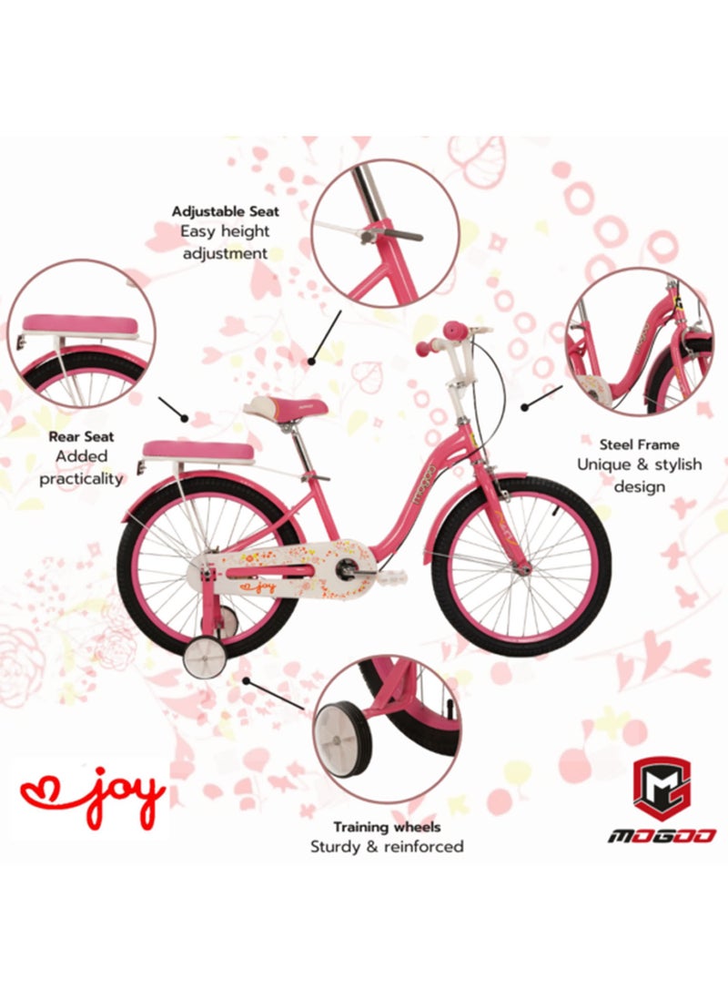 Girl'S Joy Road Bike With Basket And Training Wheels For 7-10 Years 20 Inch Dark Pink